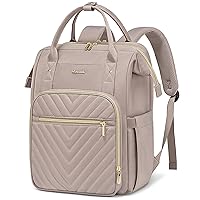 LOVEVOOK Laptop Backpack Purse for Women Men, Nurse Work Business Travel Backpack Bag, Wide Open Backpack, Lightweight Water Resistent Daypack with USB Charging Port,17.3inch,Grey Pink