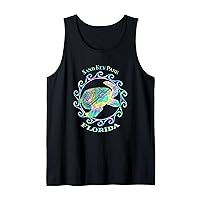 Sand Key Park Florida Vacation Colorful Tribal Turtle Tank Top