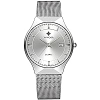 Men New Top Luxury Watch Ultra Thin Stainless Steel Mesh Band Quartz Wristwatch Fashion Casual Watches