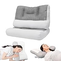 Neck Support Pillow for Pain Relief,2Pcs Orthopedic Contour Bed Pillows for Sleeping,Super Ergonomic Cervical Pillow 2023 for Side,Back,Stomach Sleepers (White, 29 * 19 in(2Pcs))