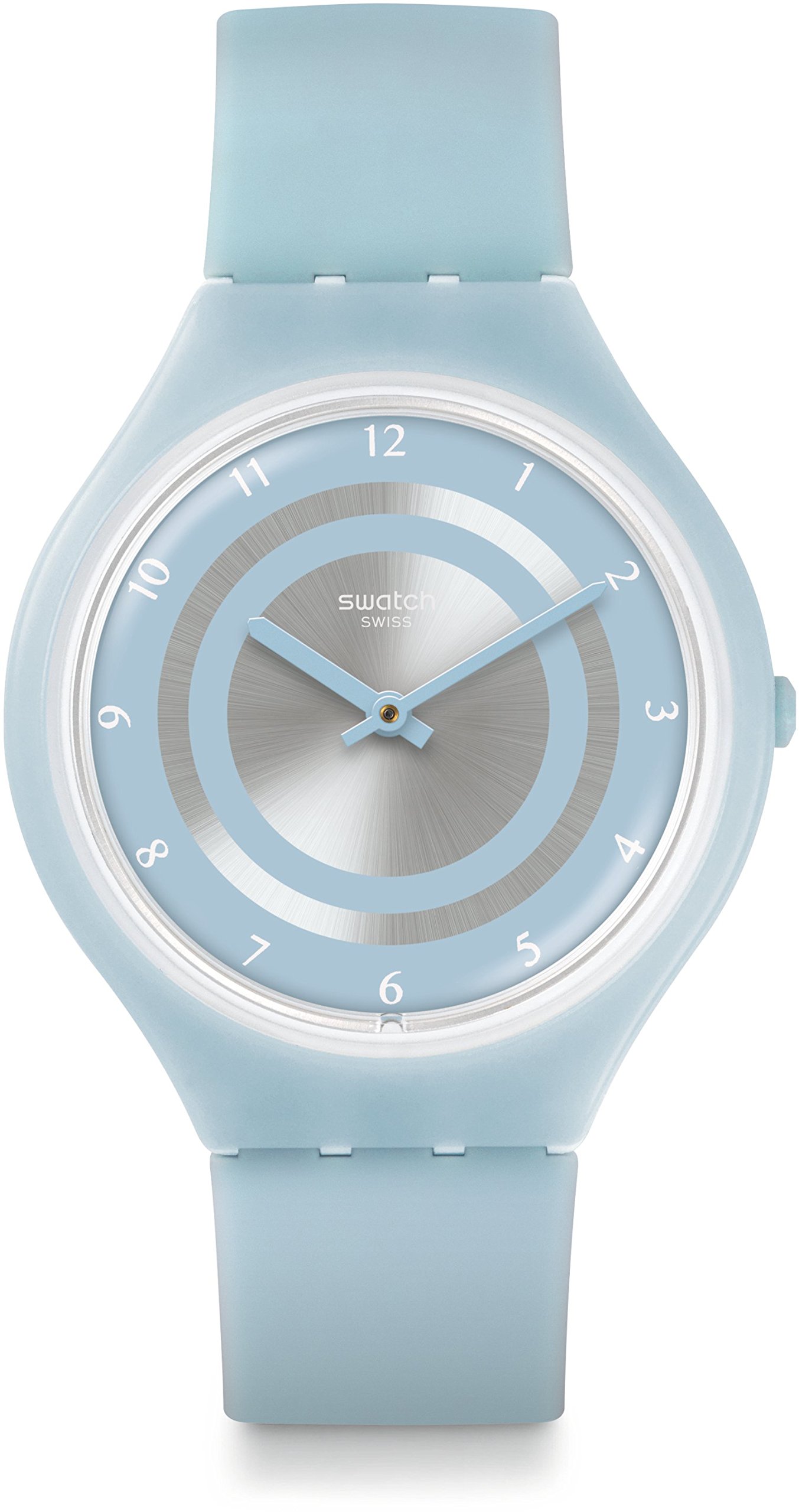 Swatch Unisex Erwachsene Digital Quarz Uhr mit Silikon Armband SVOS100