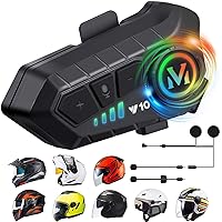 Motorcycle Helmet Speakers High Battery Life Helmet Headphone IPX6 Automatic Answer/Call Music Control/Intelligent Noise/Wake up Siri, 2 Different Types of Mic【Compatible with All Helmets】