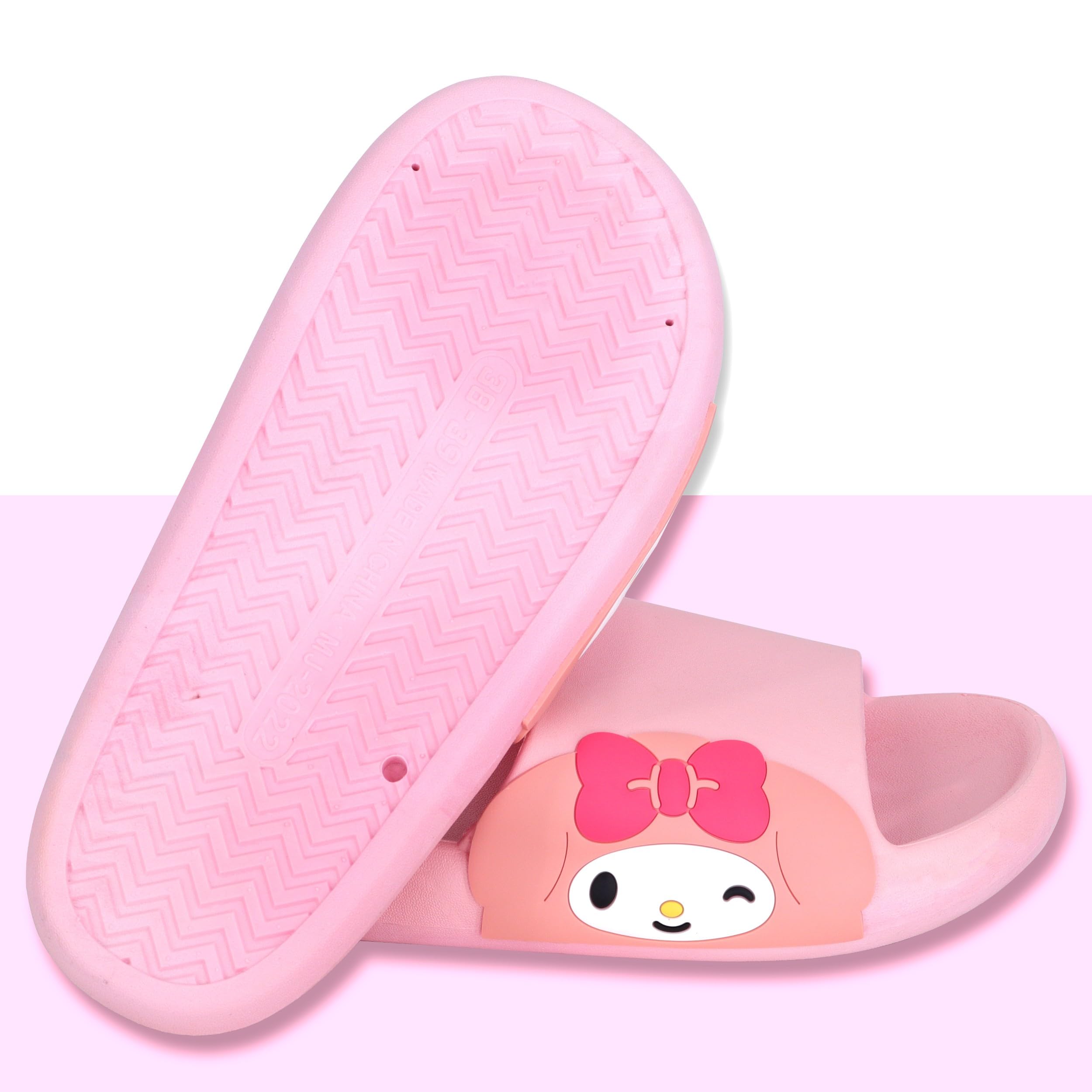 Roffatide Anime My Melo Slides for Girls House Slides Non-Slip Bathroom Shower Sandals Rubber Slippers
