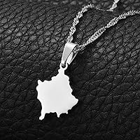 Map of Kosovo Pendant Necklaces - Women Men Charm Hip Hop Clavicle Chain Jewelry, Ethnic Maps Country Flag Necklace