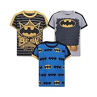 Batman Boys 3 Pack T-Shirt for Toddler and Little Kids – Blue/Yellow/Grey