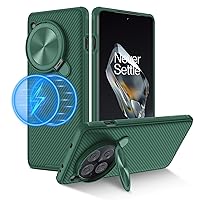 Nillkin Magnetic & Camera Stand for OnePlus 12 Case, Compatible with MagSafe, Camshield Prop Case with Upgrade Camera Cover, Built-in KicStand for OnePlus 12 Case 5G, Green