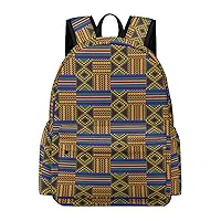 African Kente Tribal Print Backpack Printed Laptop Backpack Shoulder Bag Business Bags Daily Backpack for Women Men