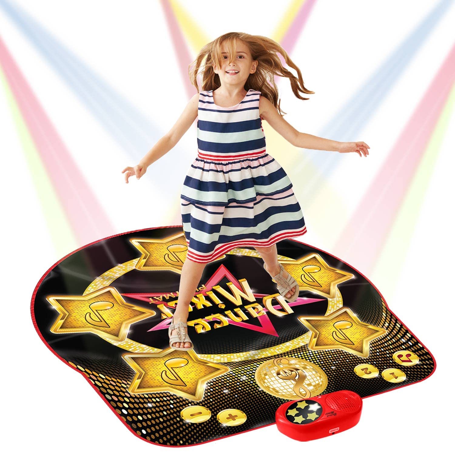 SUNLIN Dance Mat for Kids - Toys for Girls Boys Ages 3-12 Years Old - Electronic Light Up Dance Game Pad with Built-in & AUX Music - Gifts for 3 4 5 6 7 8 Year (35.8