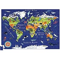 Crocodile Creek 200-Piece Jigsaw Puzzle for Ages 6 Years to Adult, Includes Poster, Heavy-Duty Storage Cylinder with Handle, World Map