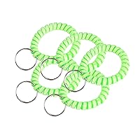Lucky Line 2” Diameter Spiral Wrist Coil with Steel Key Ring, Flexible Wrist Band Key Chain Bracelet, Stretches to 12”, Glow-in-the-Dark, 5 Pack (4101605)