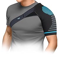 Dr. Scholl's Compression Shoulder Support with Massaging Gel, Breathable Fabric, Shock-Absorbing Shoulder Brace for Shoulder Pain Relief, Built-in Gel Padding & All-Day Support (Size S/M)
