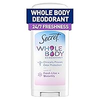 Secret Whole Body Deodorant Stick for Women, Lilac & Waterlily Scent, Aluminum Free Deodorant Stick, 72 HR Odor Protection, 2.4 oz