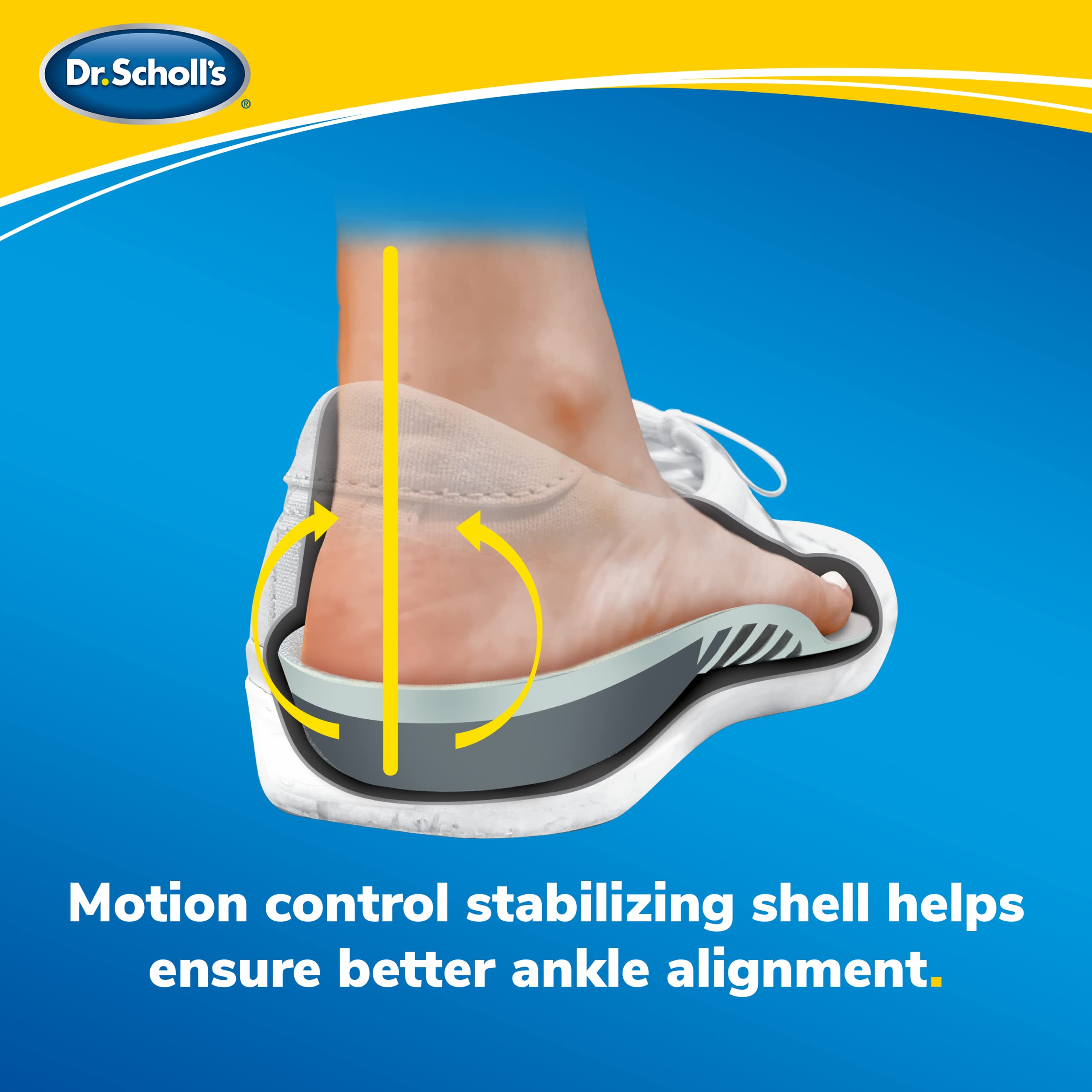 Dr. Scholl's Stabilizing Support Insole Improves Posture, Alignment & Balance. Added Arch Support for Flat Feet & Overpronation (Men's 8-14), Trim to Fit Inserts