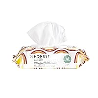 The Honest Company Clean Conscious Unscented Wipes | Over 99% Water, Compostable, Plant-Based, Baby Wipes | Hypoallergenic for Sensitive Skin, EWG Verified | Rainbow, 72 Count