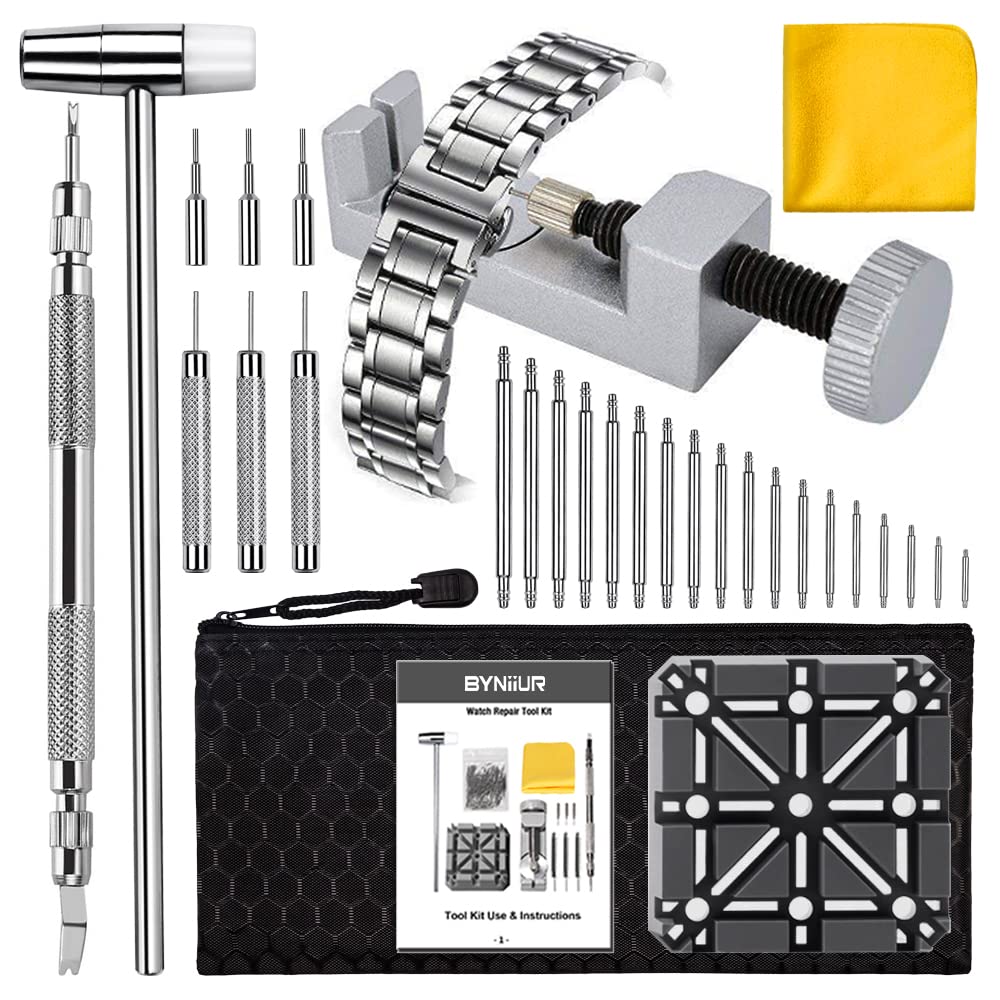 BYNIIUR Watch Link Removal Tool Kit, Watch Band Strap Pin Remover, Watch Tool Kit Link Remover Repair Tool, Watch Adjustment Tool Band Replacement, Spring Bar Tool Set