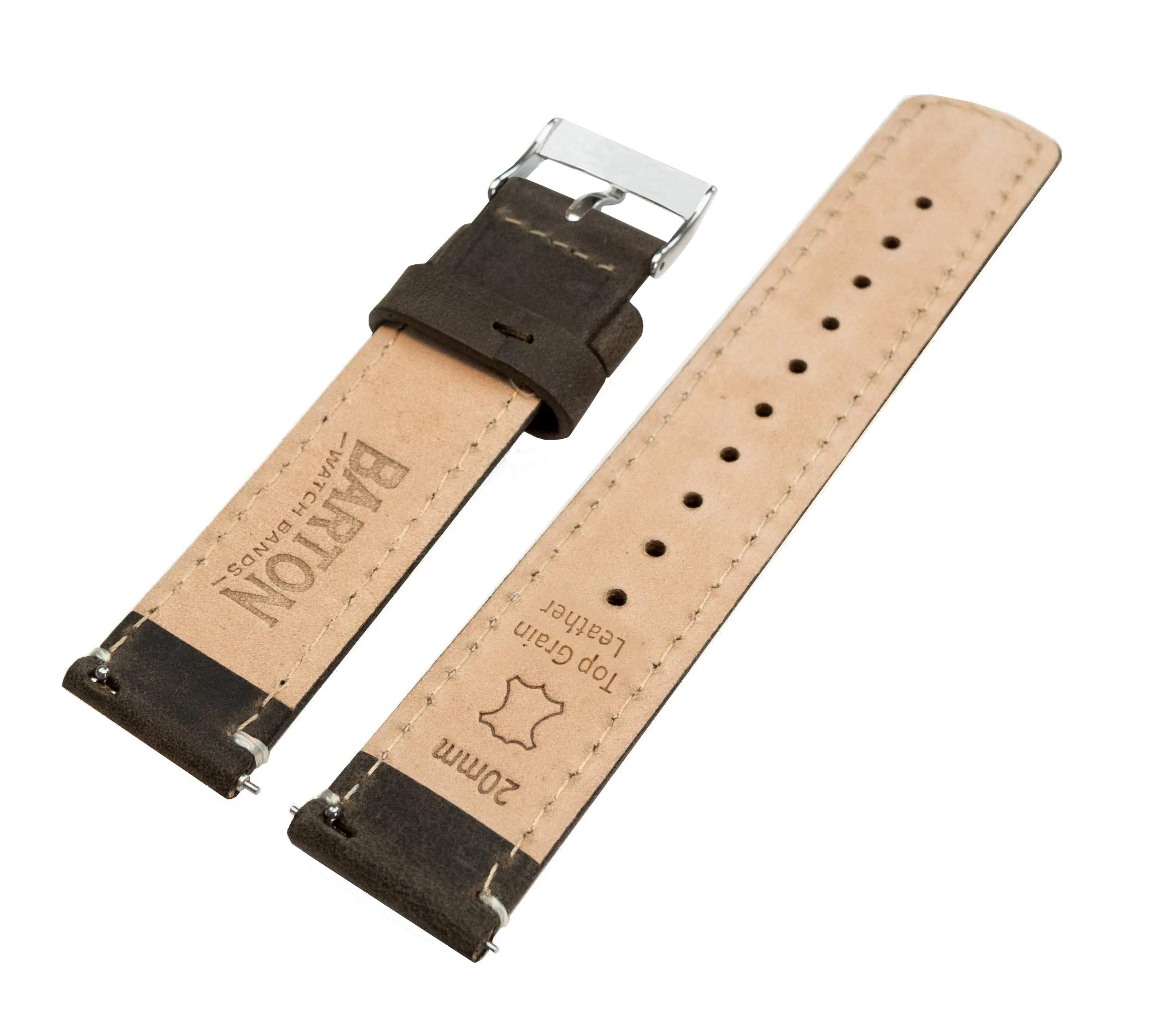 Barton Quick Release - Top Grain Leather Watch Band Strap - Choice of Width - 16mm, 18mm, 19mm, 20mm, 21mm 22mm, 23mm or 24mm