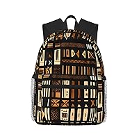 African Mud Cloth Tribal Print Backpack For Women Men, Laptop Bookbag,Lightweight Casual Travel Daypack