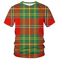 Novelty Men's Plaid T Shirt Funny Rainbow Checkered Graphic Tee Shirt