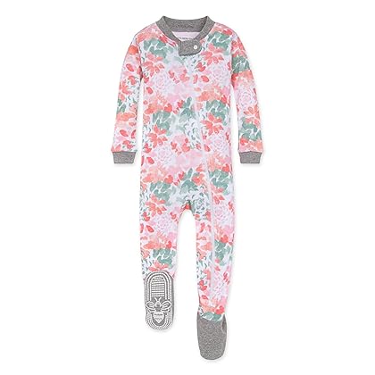 Burt's Bees Baby Baby Girl's Pajamas, Zip Front Non-Slip Footed Sleeper Pjs, 100% Organic Cotton