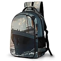 Titanic Sailing Ship Travel Backpack Double Layers Laptop Backpack Durable Daypack for Men Women