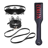 Lace Collar with Leash Set, Blindfold and XOXO Spanking Paddle for Adults Bondage Restraint Sex Toys