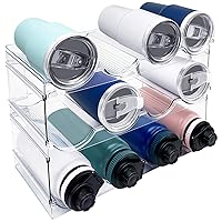3 Pack Water Bottle Organizer, Stackable Kitchen Home Pantry Organization and Storage Rack, Plastic Water Bottle Holder for Kitchen Cabinet Organizer and Storage, Tumbler Mug Cup Organizer