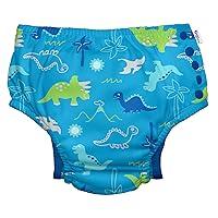 i play. by green sprouts Reusable, Eco Snap Swim Diaper with Gussets, UPF 50, Patented Design, STANDARD 100 by OEKO-TEX Certified - Aqua Dinosaurs, 3T