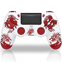 Wireless Controller Replacement for P4/Slim/Pro Console and PC, Game Controller with Dual Vibration/6-Axis Motion Control - Fire Dragon