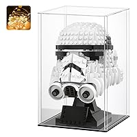 LASOA Acrylic Display Case for Collectibles, Alternative Glass Display Box with Black Base and Lid, Self-Assembly Clear Storage Showcase for Figurine Memorabilia (7x7x10inch;18x18x25cm)