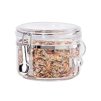 Clear Canister Airtight 28oz - Clamp Lid & Spoon - Airtight Food Storage Containers, Ideal for Kitchen & Pantry Storage of Bulk, Dry Food Including Flour, Sugar, Coffee, Rice, Tea, Spices & Herbs
