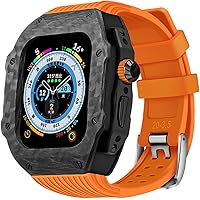 Rm Style Luxury Carbon Fiber Watch Case+Fluorine Rubber Watch Band Mod Kit，For Iwatch 8 7 6 5 4 45mm 44mm Ultra 49mm Replacement Watch Strap And Cover Modification and upgrade