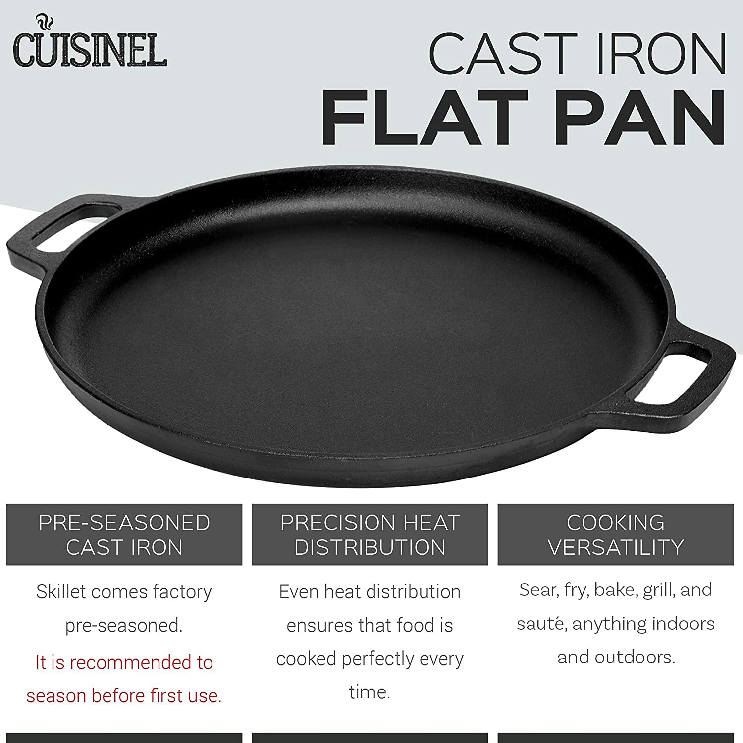 Cast Iron Pizza Pan/Round Griddle - 13.5