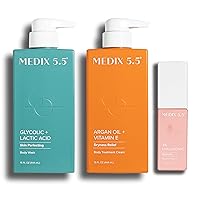 MEDIX Glycolic Acid Body Wash + Argan Oil Firming Cream + 3% Hyaluronic Acid Anti-Aging Booster Serum Set