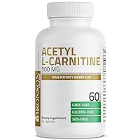 Bronson Acetyl L-Carnitine 500 MG High Potency Amino Acid Non-GMO, 60 Capsules