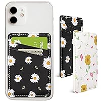 2Pack Card Holder for Phone Case, Leather Phone Card Holder, Cute Stick On Credit Card Wallet for Back of Phone iPhone and Android - White,Black