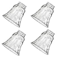 Glass Covers for Ceiling Fan, Glass Shade Replacement for Light Fixture, 4 Pack Glass Globes Clear Water Ripple for Wall Sconce Vanity Lighting Chandelier Pendant Light, 2 1/8