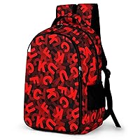 Fuck Letter Pattern Backpack Double Deck Laptop Bag Casual Travel Daypack for Men Women