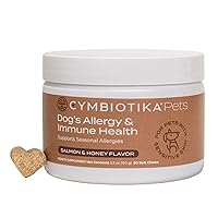 CYMBIOTIKA Dog Allergy and Immunity Supplement, Skin, Coat Health and Immune Support for Pet, Includes Omega Rich Wild Alaskan Salmon Oil, Supplements for Dogs, Salmon & Honey Flavor, 50 Chews