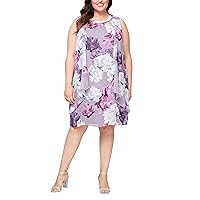 S.L. Fashions Women's Plus Size Sleeveless Cutout Dress with Pearl Neckline