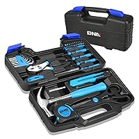 DNA MOTORING 39-Piece Household Tool Set General Repair Small Hand Tool Kit Storage Case for Home Garage Office College Dormitory Use, Blue, TOOLS-00008