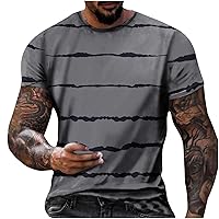 Men's Striped Tees Short Sleeve Round Neck T Shirt Top Summer Casual Regular Tshirts Leisure Vacation Sports Tops