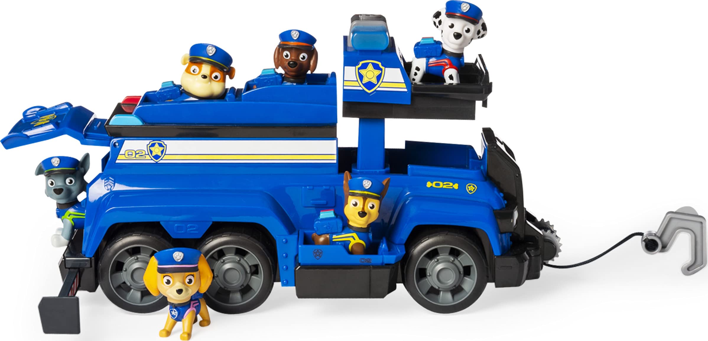 Paw Patrol, Chase’s Total Team Rescue Police Cruiser Vehicle with 6 Pups, for Kids Aged 3 and Up
