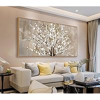 Framed Flower Canvas Wall Art Plum Blossom Flowers Canvas Pictures for Living Room Bedroom Wall Decor Abstract Floral Artwork Canvas Prints Home Office Wall Decorations 24