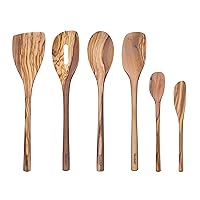 Tovolo Olivewood Utensil Set of 6 for Meal Prep, Cooking, Baking, and More