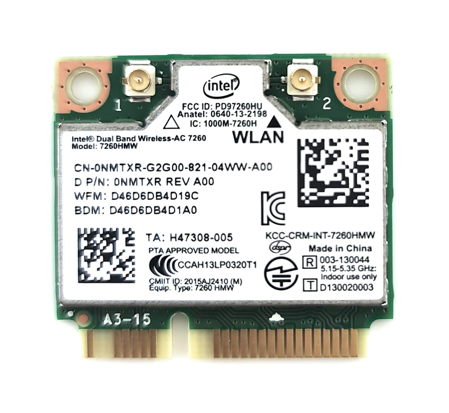 Mua Intel  Dual Band Wireless-AC 7260 Network Adapter PCI Express  Half Mini Card  b/a/g/n/ac trên Amazon Mỹ chính hãng 2023 | Fado