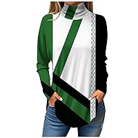 Christmas Shirts for Women 2023 Turtle Neck Gradient Y2K Shirt Baggy Slim Fit Xmas Holiday Tops Blouses