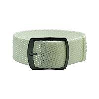 HNS 22mm White Perlon Braided Woven Watch Strap with PVD Buckle