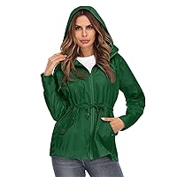 Andongnywell Women's Waterproof Lightweight Hooded Outdoor Raincoat Packable Hoodies Windbreaker Outwears