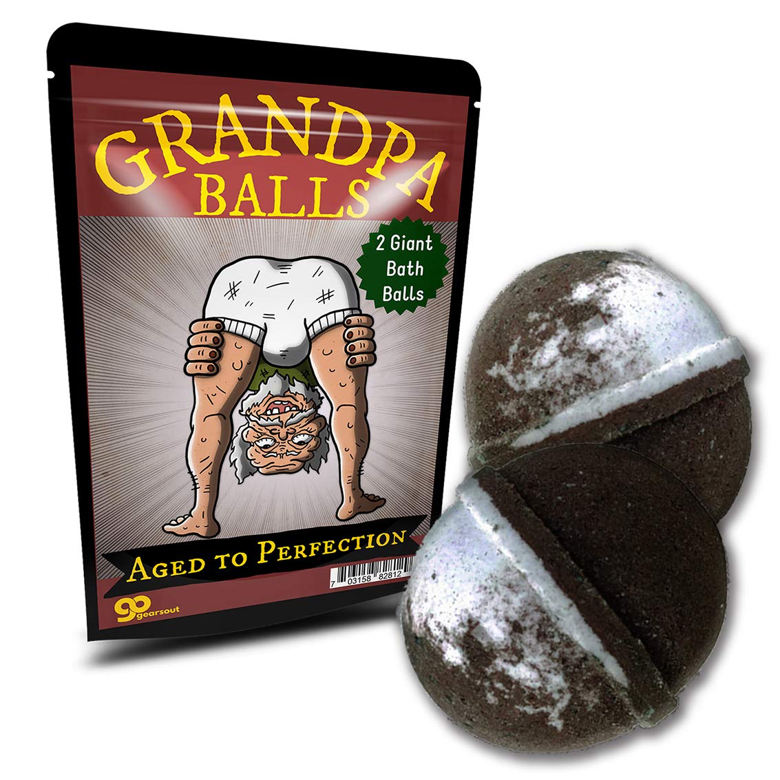 Grandpa Balls Bath Bombs - Funny Old Man Design - XL Bath Fizzers for Men - Root Beer Scent, 2 pk