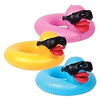 GAME 51817-BB Derby Duck Children Ring, 3 Pack, Holds Up to 70 Pounds Fun Inflatable Pool Floats, 2 Feet Big with A 10-Inch Wide Center, Small, Multicolor (Pink, Yellow, Blue), for Kids 3+